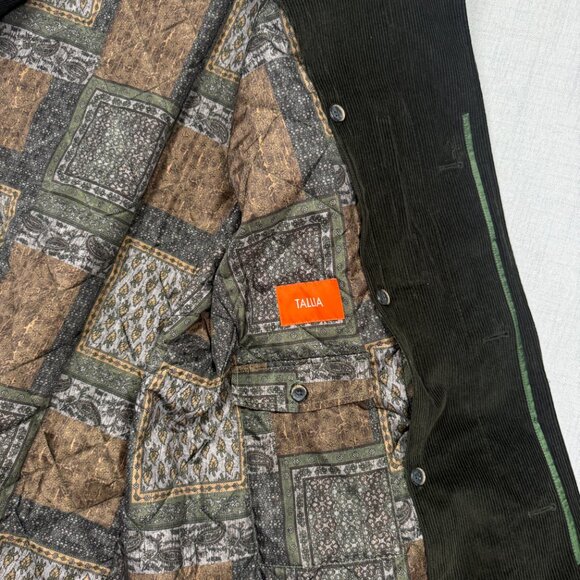 Tallia Mens Corduroy Coat Olive Green Quilted Lined Jacket Size Chest 47" - Picture 15 of 15